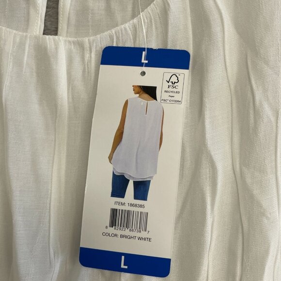 NEW Cristina B Women's L White Sleeveless Layered Blouse Viscose & Polyester - Picture 8 of 10